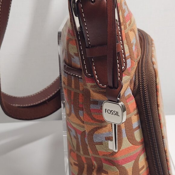 Fossil Canvas Crossbody / Shoulder Bag Purse - Picture 6 of 13